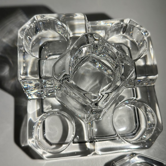 Vintage Crystal Glass Tea light Castle Block Set of 2 —-RETIRED ITEM—- - Picture 6 of 12